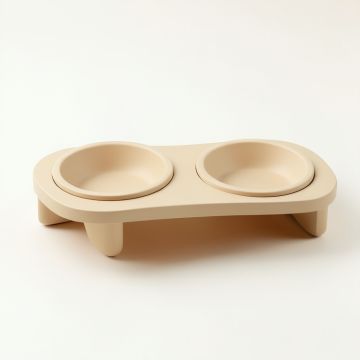 Stone Dell Pet Feeding Stand With Two Plain Empty Bowls - Beige (synthetic illustration; no displayed measurements)