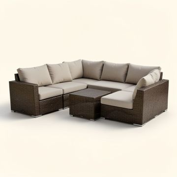 Aleithia 6 Piece Patio Sectional Seating Group With Cushions (synthetic illustration; no displayed measurements)