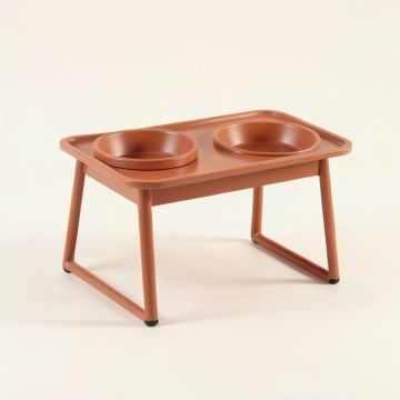 Lake Brook Pet Feeding Stand With Two Plain Empty Bowls - Terracotta (synthetic illustration; no displayed measurements)