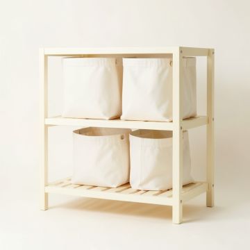 Holly Crest Laundry Sorting Station With Plain Removable Bags - Cream (synthetic illustration; no displayed measurements)