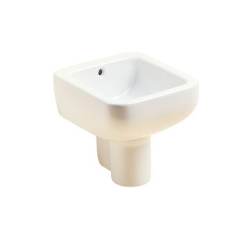 Victorian White Ceramic Rectangular Wall Mount Bathroom Sink With Overflow