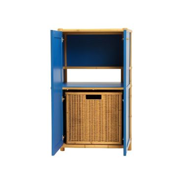 Linden Bluff Freestanding Pull-Out Hamper Cabinet - Blue