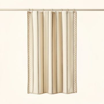 Flint Falls Shower Curtain Hanging Flat From A Plain Rod - Ivory (synthetic illustration; no displayed measurements)