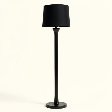 Dawn Bluff Floor Lamp With A Plain Fabric Shade - Black (synthetic illustration; no displayed measurements)