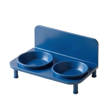 Slate Crossing Pet Feeding Stand With Two Plain Empty Bowls - Blue