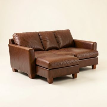 Elva 111.5 '' Wide Genuine Leather Sofa & Chaise (synthetic illustration; no displayed measurements)