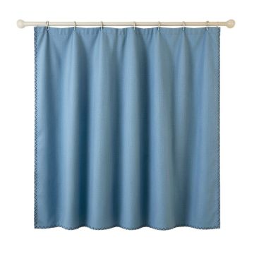 Aspen Dell Shower Curtain Hanging Flat From A Plain Rod - Blue