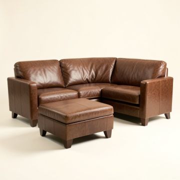 Russ 103.5 '' Wide Faux Leather Sofa & Chaise With Ottoman (synthetic illustration; no displayed measurements)
