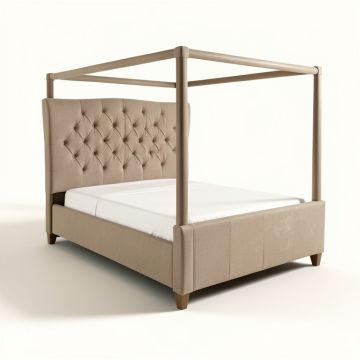 Tufted Upholstered Four Poster Bed (synthetic illustration; no displayed measurements)
