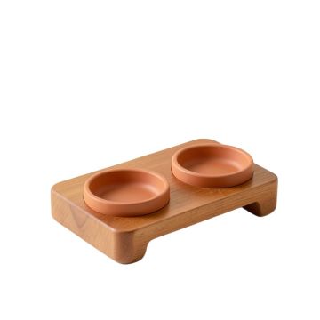 Elm Crossing Pet Feeding Stand With Two Plain Empty Bowls - Terracotta (synthetic illustration; no displayed measurements)
