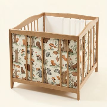 Acorn Woodland Fox Raccoon Squirrel And Bear Baby Nursery 3 Piece Crib Bedding Set (synthetic illustration; no displayed measurements)