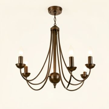 Forada 5 - Light Shaded Wagon Wheel Chandelier (synthetic illustration; no displayed measurements)