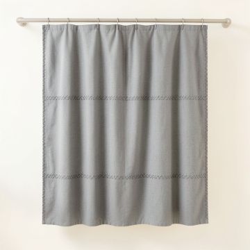 Bay Falls Shower Curtain Hanging Flat From A Plain Rod - Gray (synthetic illustration; no displayed measurements)