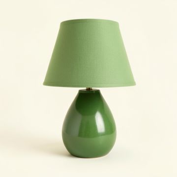Dawn Bridge Table Lamp With A Plain Fabric Shade - Green (synthetic illustration; no displayed measurements)