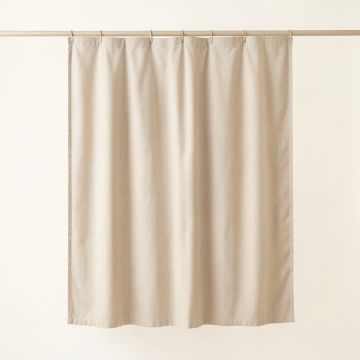 Hazel Bluff Shower Curtain Hanging Flat From A Plain Rod - Beige (synthetic illustration; no displayed measurements)
