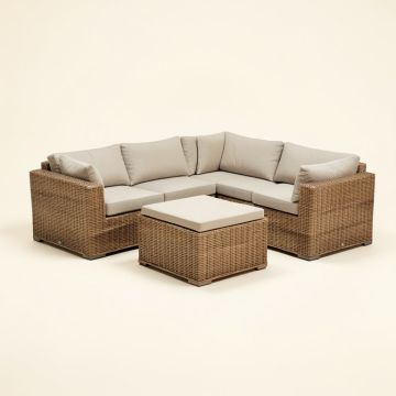 Moshannon 7 Piece Rattan Sectional Seating Group With Cushions (synthetic illustration; no displayed measurements)