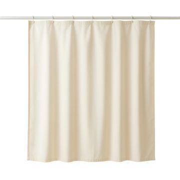 Birch Branch Shower Curtain Hanging Flat From A Plain Rod - Cream