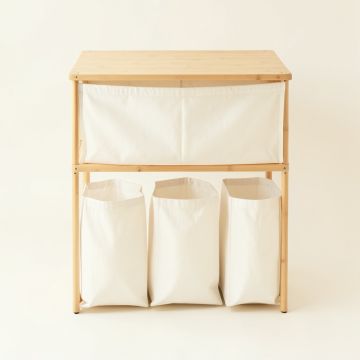 Flint Branch Laundry Sorting Station With Plain Removable Bags - Ivory (synthetic illustration; no displayed measurements)