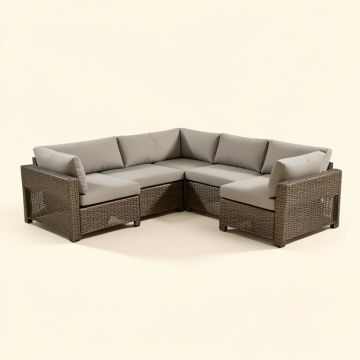 Barcomb Outdoor 5 Piece Sectional Seating Group With Cushions (synthetic illustration; no displayed measurements)