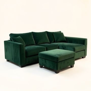 Tyrell 115 '' Wide Velvet Reversible Sleeper Sofa & Chaise With Ottoman (synthetic illustration; no displayed measurements)