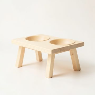 Oak Branch Pet Feeding Stand With Two Plain Empty Bowls - Ivory (synthetic illustration; no displayed measurements)