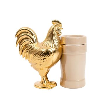 Certified International Gilded Rooster 3D Salt And Pepper Shaker Set