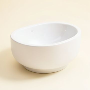 White Ceramic Oval Vessel Bathroom Sink (synthetic illustration; no displayed measurements)