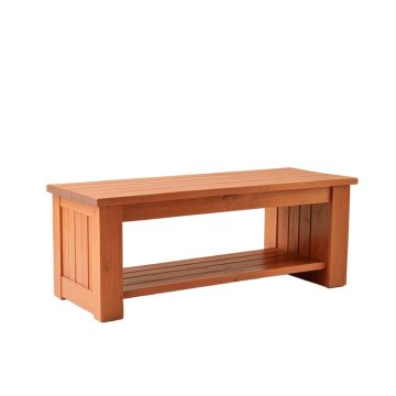 Oak Arc Narrow Outdoor Storage Bench - Terracotta