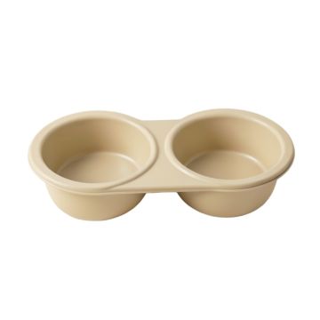 Hazel Bend Pet Feeding Stand With Two Plain Empty Bowls - Beige