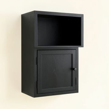 Oak Arc Wall-Mounted Entry Cabinet (synthetic illustration; no displayed measurements)
