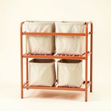Fern Bridge Laundry Sorting Station With Plain Removable Bags - Terracotta (synthetic illustration; no displayed measurements)