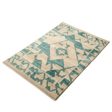 Eleonora Geometric Beige/Teal Indoor/Outdoor Area Rug