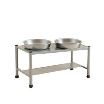 Oak Brook Pet Feeding Stand With Two Plain Empty Bowls - Gray