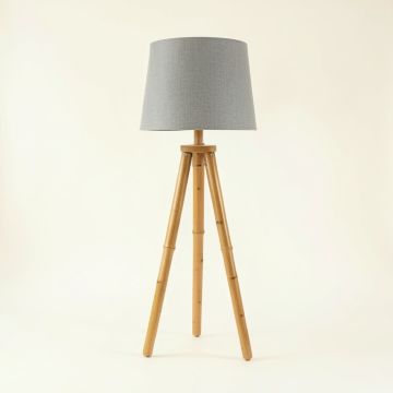 Cliff Crossing Floor Lamp With A Plain Fabric Shade - Gray (synthetic illustration; no displayed measurements)