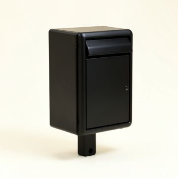 Stratford All-In-One , Medium , Plastic , Mailbox & Post Combo , Black (synthetic illustration; no displayed measurements)