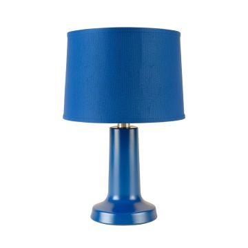 Vale Arc Table Lamp With A Plain Fabric Shade - Blue