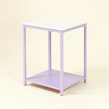 Nagma Metal Nightstand In White /Light Purple (synthetic illustration; no displayed measurements)