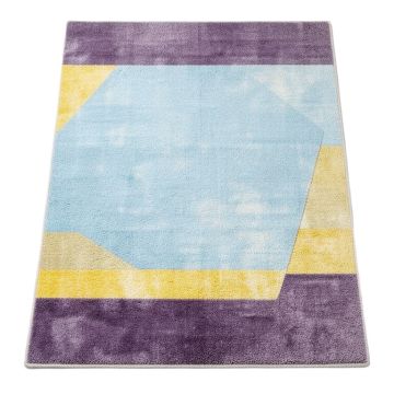 Cube Light Blue/Yellow/Plum Area Rug