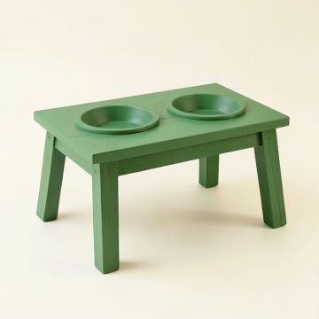 Harbor Branch Pet Feeding Stand With Two Plain Empty Bowls - Green (synthetic illustration; no displayed measurements)