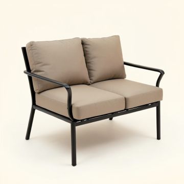 Keating 55 '' Wide Outdoor Loveseat With Cushions (synthetic illustration; no displayed measurements)
