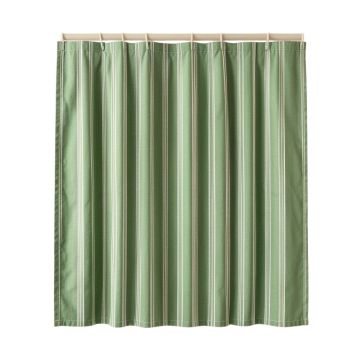 Olive Crest Shower Curtain Hanging Flat From A Plain Rod - Green