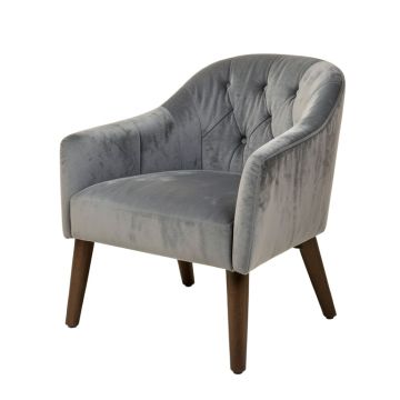 Borghi Tufted Velvet Side Chair In Gray