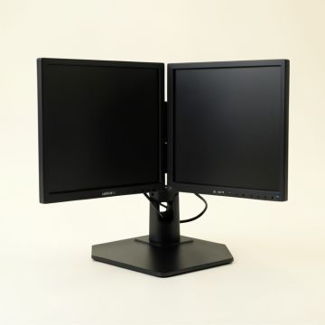 Dual Lcd Monitor Free Standing Height Adjustable 2 Screens Desk Mount (synthetic illustration; no displayed measurements)
