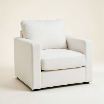 Juniper Bridge Upholstered Armchair - White (synthetic illustration; no displayed measurements)