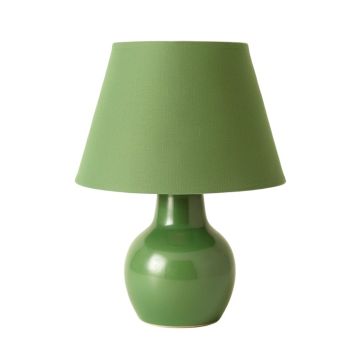 Vale Bluff Table Lamp With A Plain Fabric Shade - Green
