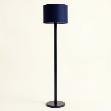 Hill Bend Floor Lamp With A Plain Fabric Shade - Navy (synthetic illustration; no displayed measurements)