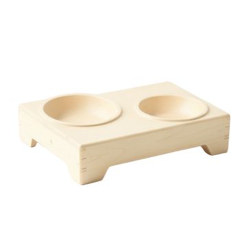 Dawn Dell Pet Feeding Stand With Two Plain Empty Bowls - Ivory