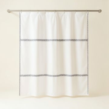Vale Crossing Shower Curtain Hanging Flat From A Plain Rod - White (synthetic illustration; no displayed measurements)