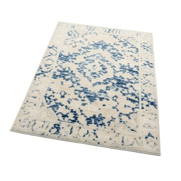 Hussain Abstract Ivory/Blue Area Rug (synthetic illustration; no displayed measurements)