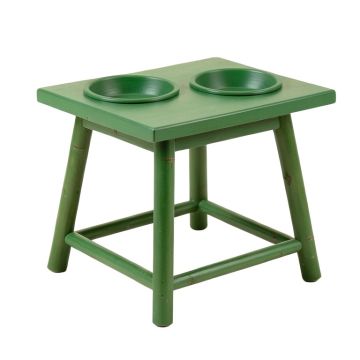 Ash Canyon Pet Feeding Stand With Two Plain Empty Bowls - Green
